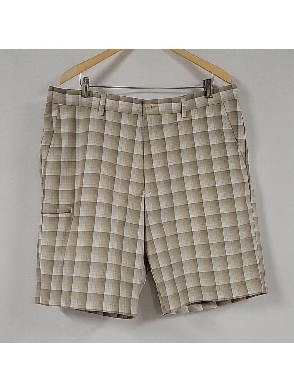 Grand Slam Performance Men's Golf Shorts, Tan & White, Size 38